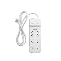 NXT Technologies NX54317-CA NX54317, 8-Outlet 2 USB Surge Protector, 6ft, 2100 Joules, White-8 standard outlets with 2 USB-A ports (3.4Amp)