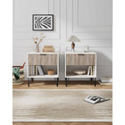 Manhattan Comfort DUMBO 20.07" Modern 1-Drawer Nightstand 2-Piece Set - White/Rustic Grey-Includes 1 Full Extension Drawer with Top Drawer Designed in Vertical Textured Ribbed Lines