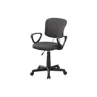 Monarch Specialties 7262 Multi-Position Office Chair - Grey Mesh -Mid-back office chair for youth with fixed armrests in black and breathable, polyester mesh fabric in grey