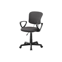 Monarch Specialties 7262 Multi-Position Office Chair - Grey Mesh -Mid-back office chair for youth with fixed armrests in black and breathable, polyester mesh fabric in grey
