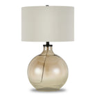 Hudson&Canal Laelia 24.75" Tall Table Lamp with Fabric Shade - Gold Luster Glass/White-Coastal design for your living room, workspace, or bed side table