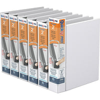 QuickFit Pro Heavy Duty Binder - Single Touch Pin-Lock - 2" - White - 6 Pack-3 Ring Binder
