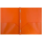 JAM Paper Plastic Two-Pocket School POP Folders with Metal Prongs Fastener Clasps - Orange - 6 Pack-Size: 9.5 x 11.5 inches | Easily fits 8.5" x 11" documents