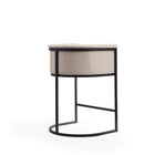 Manhattan Comfort Cosmopolitan 23.7" Mid-Century Modern Faux Leather Upholstered Counter Stool - Cream and Black-Seat Height: 25.5"