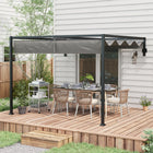 Outsunny Lean To Pergola with Retractable Canopy for Patio, Deck - 10' x 7'-PA-coated polyester canopy to stop sunburns 