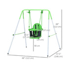 Outsunny Metal Swing Set with Safety Harness for Backyard, Outdoor, Playground - Green-Robust metal pipes for outdoor long-time use 