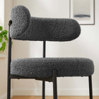 Modway Albie Boucle Fabric Counter Stools - Charcoal/Black - 2 Pack-Assembly Required