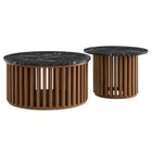Modway Fortitude Round Faux Marble Top Nesting Coffee Table Set - Walnut Black - Set of 2-Nesting Coffee Table Set