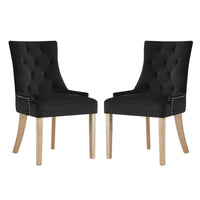 Modway Pose Performance Velvet Dining Chair - Black - 2 Pack-Modern Accent Chair