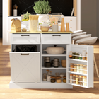 HOMCOM 10 Gallon Farmhouse Tilt Out Garbage Sideboard Buffet Cabinet with Spice Rack & Drawers - White-Spacious top great for extensive food preparation activities