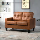 HOMCOM Double Sofa with Spring Sponge Padded Cushion for Home Office - Brown-Seat cushion is padded with sponge and has a spring inside for a comfortable sitting experience