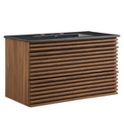 Modway Render 36" Wall-Mount Bathroom Vanity - Walnut/Black-Mid-Century Modern Vanity