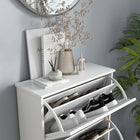 HOMCOM Modern Shoe Cabinet with 3 Flip Drawers for 12 Pairs - White-Compact design fits in narrow spaces