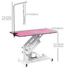 PawHut Height Adjustable Pet Grooming Table for Dogs - Pink-Z style frame and H style base is professional and stability