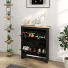 HOMCOM Hallway Shoe Cabinet with 2 Flip Drawers for 12 Pairs - Black-The modern design matches most styles of furniture in your home