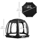 Outsunny 11' L x 11.5' W Screen Tent House with Nettings, Portable Carry Bag and 2 Doors - Black-Dual doors enable easy access for multiple users simultaneously