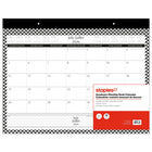 Staples 2026-2027 Herringbone Monthly Desk Pad Calendar - 17" H x 21-3/4" W - Bilingual-Herringbone design borders each month