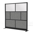 Luxor Modular Wall - 70" W x 70" H - Segmented Black Frame, Frosted Acrylic, Cool Grey PET-Creates semi permanent privacy in shared spaces