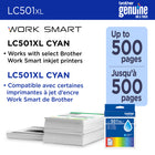 Brother Genuine LC501XLCS Ink Cartridge - High Yield - Cyan-Brother Genuine LC501XLCS High Yield Cyan Ink Cartridges deliver consistent, reliable performance