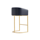 Manhattan Comfort Louvre 21" Mid-Century Modern Leatherette Upholstered Barstool - Black and Titanium Gold - 3 Pack-Delivered to you Fully Assembled! No Assembly Required