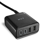 NXT Technologies 4-Port USB Type-C Hub - Black -Four-port USB charger with two USB Type-A (2.4A) and two USB Type-C ports provides convenient multi-device charging while only using a single wall outlet