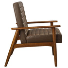 Modway Jensen Vegan Leather Accent Chair - Walnut Brown-Non-Marking Foot Glides