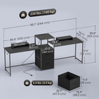 HOMCOM 96" Extra Long Gaming Desk with USB Ports and Drawers - Black-Central tower features drawers and shelves, providing ample shared storage solutions