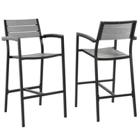 Modway Maine Outdoor Patio Bar Stool - Brown Gray - Set of 2-Modern Outdoor Bar Stool