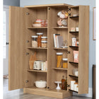 Sauder Merton Hall Large Storage Cabinet - Harmony Ash-Versatility: The swing-out storage door can be assembled on either the left or right side