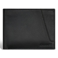 Champs Iconic Leather Center Wing Wallet - Black/Black-Leather Center wing wallet in gift box