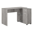 Monarch Specialties 7346 46" Computer Desk - Industrial Grey/Storage Cabinet-L-shaped computer desk with storage in an industrial grey wood-look finish