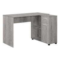 Monarch Specialties 7346 46" Computer Desk - Industrial Grey/Storage Cabinet-L-shaped computer desk with storage in an industrial grey wood-look finish