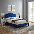 Modway Aviana Performance Velvet King Bed - Navy-Wood Slat Support System