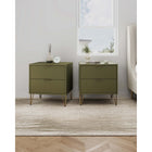 Manhattan Comfort DUMBO 20.07" Modern 2-Drawer Nightstand 2-Piece Set - Olive Green-Includes 2 Full Extension Drawers Designed in Vertical Textured Ribbed Lines