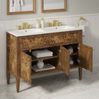 Modway Elysian 48" Wood Double Sink Bathroom Vanity - White/Brown-Concealed Kitchen Hinges
