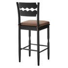 Modway Jax Oak Wood Bar Stool With Wavy Razor Back and Cushion - Black Cocoa-Sturdy Side Stretchers