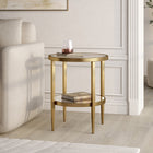 Hudson&Canal Hera 20"W Round Side Table with Mirror Shelf - Antique Brass-Features easy assembly