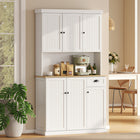 HOMCOM 71" H Kitchen Buffet Cabinet with Hutch, Storage and Drawer - White-Multiple door cabinets with shelves to store dishes, pots and pans, dry goods or appliances 