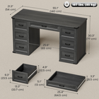 HOMCOM 55" Farmhouse Executive Desk with Drawers - Black Wood Grain-Reliable particleboard frame 0.9" thick top supports up to 187 lbs. for stable everyday work