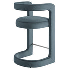 Modway Winslow Performance Velvet Counter Stool - Cadet Blue-Fully Assembled