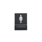 Futech Grey Washroom Sign Woman with Braille-Braille Code Available