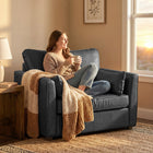 HOMCOM PU Leather Accent Chair with Wide Seat - Spring Cushion - Wood Legs - 2 Pillows for Living Room - Black-Compact 43.3" width fits perfectly in any small rooms or spaces   
