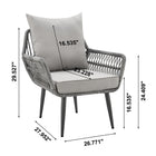 Manhattan Comfort Cannes Modern Patio 2-Person Seating Group 3-Piece Set with End Table - Grey-Removeable Cushions with Zipper. Made of High Quality Water Proof Fabric. Washable Fabric