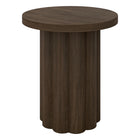 Hudson&Canal Olie Round Fluted Side Table - 20" W - Brown Oak-A contemporary Scandinavian inspired design for your living room, den, and more