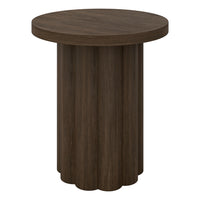 Hudson&Canal Olie Round Fluted Side Table - 20" W - Brown Oak-A contemporary Scandinavian inspired design for your living room, den, and more