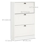 HOMCOM Narrow Shoe Cabinet with 3 Flip Drawers for Entryway - White-Anti-tipping design for stability