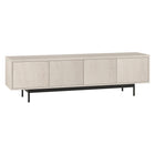 Hudson&Canal Abington TV Stand for TV's up to 75" - Alder White-Features four doors with open-concept storage cabinets