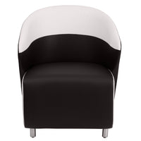 Flash Furniture Leather Curved Barrel Back Lounge Chair with Melrose White Detailing - Black-Lounge Chair