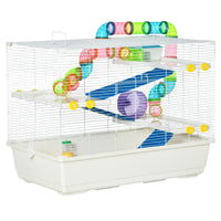 PawHut 31" Large Hamster Cage with Tunnel Tube System - White-Play tubing system add more fun and allows your small pet to move freely