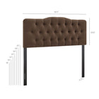 Modway Annabel Premium Linen Blend Full Headboard - Cocoa-Diamond Button Tufting